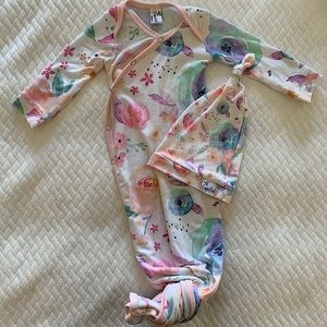 Knotted Copper Pearl Nightgown and Hat Sz NB